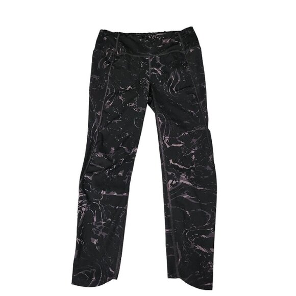 Athleta 7/8 Leggings Small Marble‎ Black Velocity Stash Pocket High-Rise Stretch - Picture 1 of 10